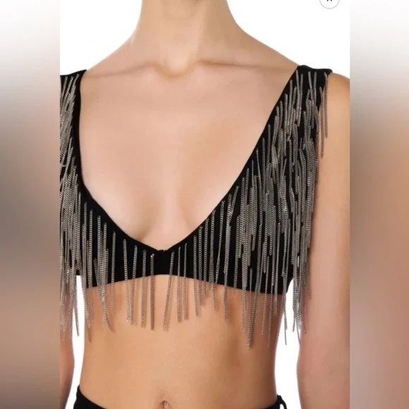 NWT Black Metal Chain Bralette - Picture 2 of 6
